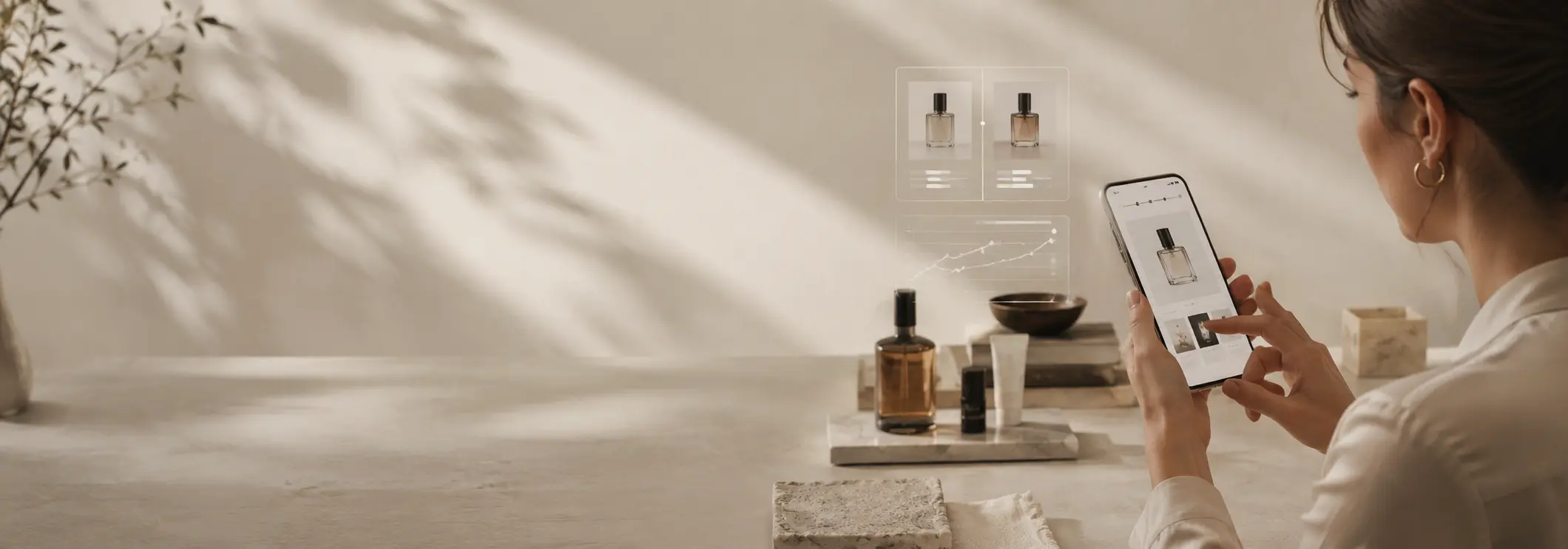 AI fragrance quiz and A/B testing experience on a luxury fragrance storefront.